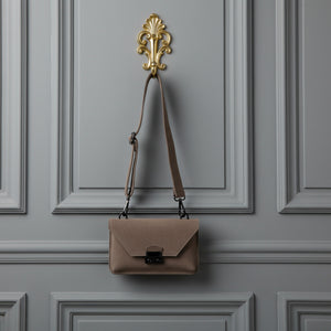 JOHNATHAN , SUEDE CROSSBODY BAG , DARK TAUPE