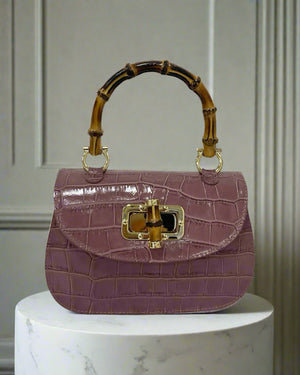 MABELLE , MOCK CROCK LEATHER HANDBAG & CROSSBODY BAG , WISTERIA