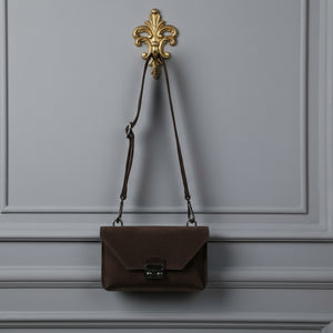 JOHNATHAN , SUEDE CROSSBODY BAG , DARK CHOCOLATE