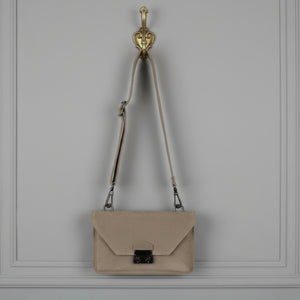 JOHNATHAN , SUEDE CROSSBODY BAG , TAUPE