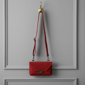 JOHNATHAN , SUEDE CROSSBODY BAG , RED