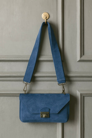 JOHNATHAN , SUEDE CROSSBODY BAG , BLUE