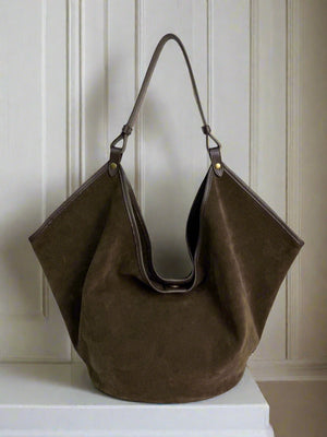 SAMMY , EXTRA LARGE TOTE BAG , SUEDE , DARK CHOCOLATE