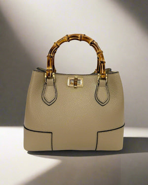 ELISA , BAMBOO HANDLE HANDBAG & CROSSBODY BAG , TAUPE