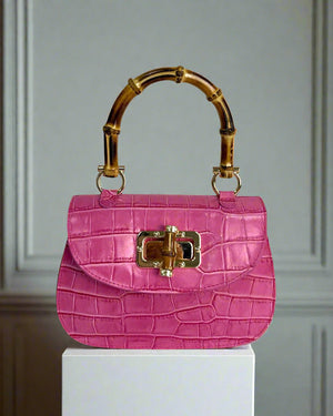 MABELLE , MOCK CROCK LEATHER HANDBAG & CROSSBODY BAG , PINK