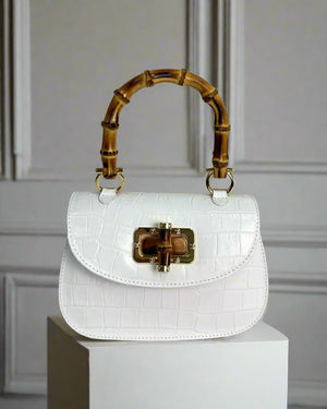 MABELLE , MOCK CROCK LEATHER HANDBAG & CROSSBODY BAG , WHITE