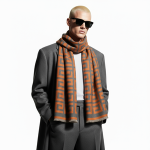GABRIEL , CASHMERE MIX SCARF , GREY & ORANGE