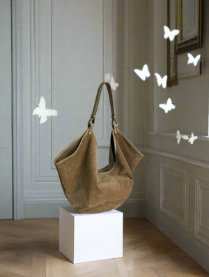 SAMMY , EXTRA LARGE TOTE BAG , SUEDE , TAUPE