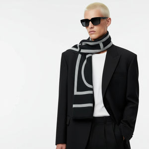 TM , CASHMERE MIX SCARF , BLACK & GREY