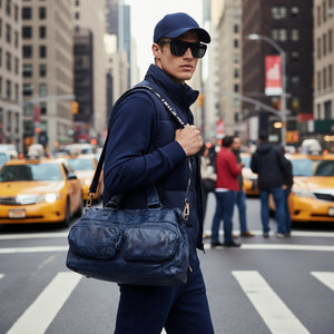 MT , Washed Leather Bag , Denim Blue