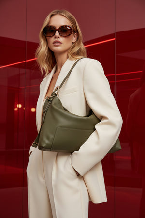 MONROE , UNISEX MAXI SHOULDER BAG , GREEN