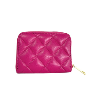 Little Polly , Quilted Leather Purse , Fuchsia