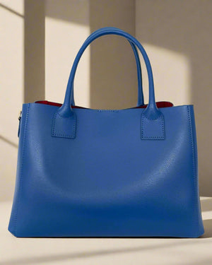 MARGOT , LEATHER TOTE BAG, ROYAL BLUE