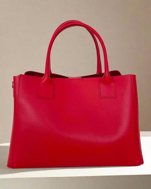 MARGOT , LEATHER TOTE BAG , RED