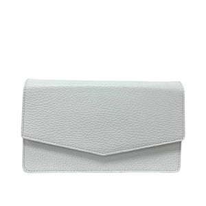 PARIS , Leather Clutch Bag with Chain , White