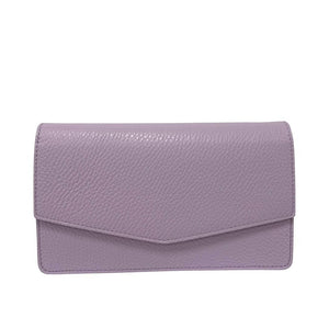 PARIS , Leather Clutch Bag with Chain , Wisteria