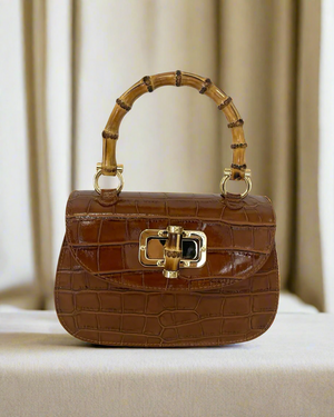 MABELLE , MOCK CROCK LEATHER HANDBAG & CROSSBODY BAG , TAN