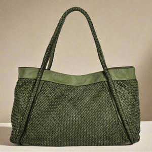 SOHO , Large Woven Tote Bag , Green