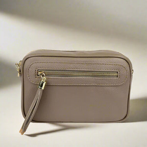 LIBERTY , LEATHER CROSSBODY BAG , DARK TAUPE