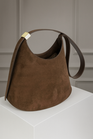 ERIKA , SUEDE SHOULDER BAG , CHOCOLATE BROWN