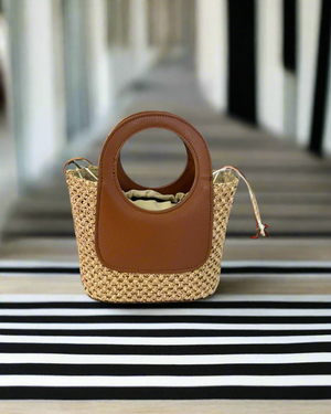 JOANNA , SMALL RAFFIA HANDBAG , TAN