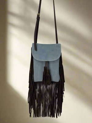 JULIETTE , FRINGE CROSSBODY BAG , BLUE