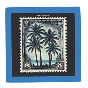 BIMINI SILK SATIN SCARF , BLACK & BLUES