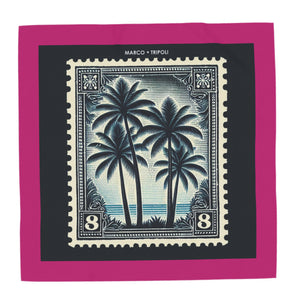 BIMINI SILK SATIN SCARF , BLACK & FUCHSIA