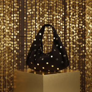 BEATRICE , GOLD STUDDS SHOULDER BAG , DARK CHOCOLATE