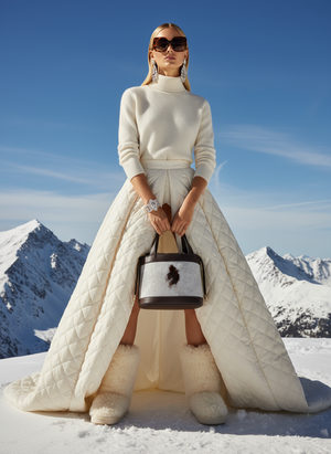 AGATHA , COWHIDE BUKCET , DARK CHOCOLATE & MULTI