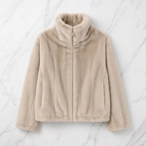 FAUX FUR JACKET , VANILLA