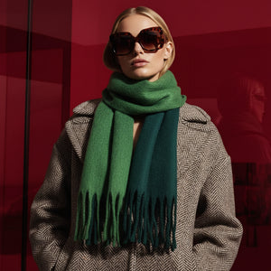 REMY , WOOOL MIX SCARF , EMERALD GREEN
