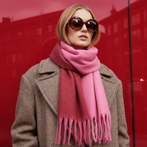 REMY , WOOOL MIX SCARF , STRAWBERRY & RASPEBERRY