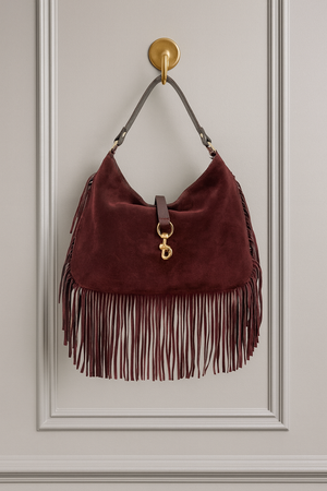 GEMMA , FRINGED SUEDE SHOULDER BAG  , BORDEAUX