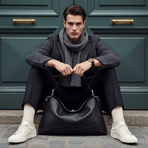 MONROE , UNISEX MAXI SHOULDER BAG , BLACK