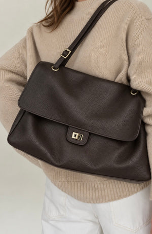 MAGDALENA , LARGE SHOULDER BAG , DARK CHOCOLATE