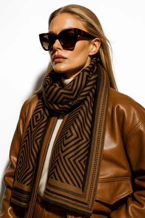 BRADLEY , CASHMERE MIX SCARF , TAN & GREY