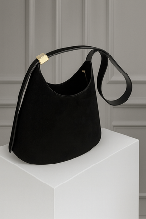 ERIKA , SUEDE SHOULDER BAG , BLACK