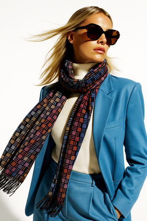 COOPER , CASHMERE MIX SCARF , BLUE
