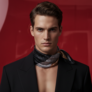 Teddy , Square Silk Scarf , Silver