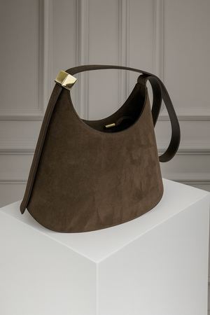 ERIKA , SUEDE SHOULDER BAG , TAUPE