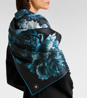 MIDNIGHT GARDEN , SILK SATIN SCARF