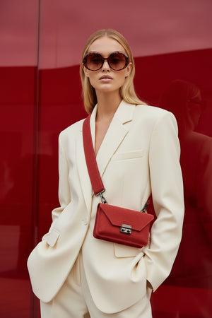 JULIETTE , SUEDE CROSSBODY BAG , RED