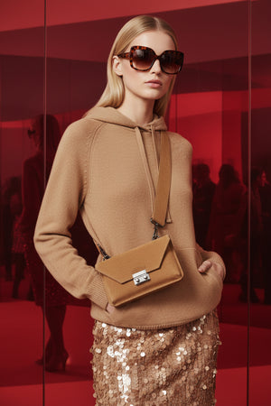 JULIETTE , SUEDE CROSSBODY BAG , TAN