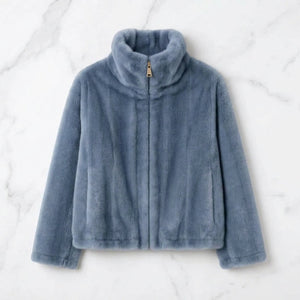 FAUX FUR JACKET , BLUE