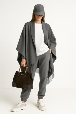 BILLY JOE , 100% CASHMERE SHAWL , SLATE