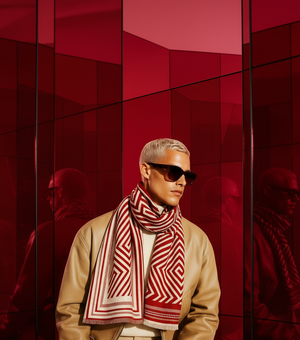 BRADLEY , CASHMERE MIX SCARF , RED