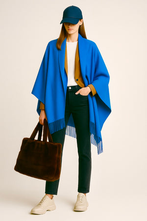LUCILLE , CASHMERE MIX SHALL , ROYAL BLUE