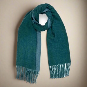 FRANCES , DOUBLE FACE CASHMERE MIX SCARF TEALS