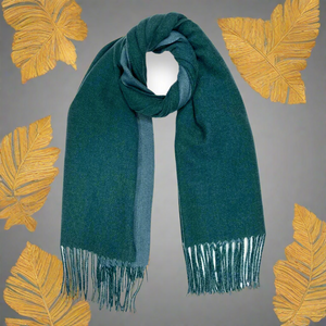 FRANCES , DOUBLE FACE CASHMERE MIX SCARF TEALS